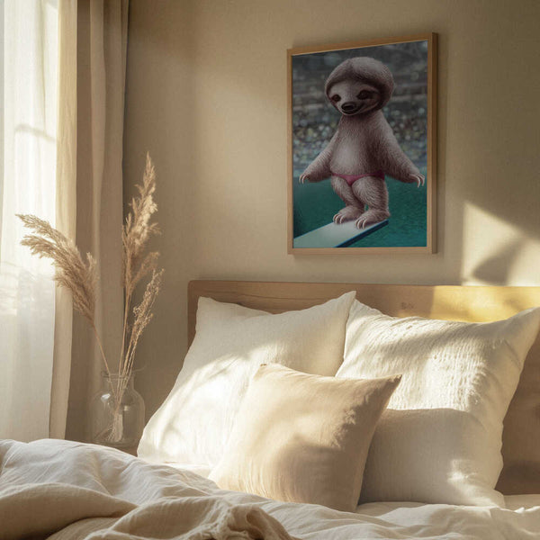 Tablou înramat „SLOTH THE DIVER” de Adam Lawless