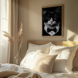 Tablou înramat „Hipster cat animal art” de Justyna Jaszke