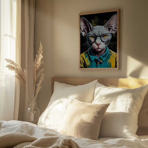 Tablou înramat „Hipster cat animal art” de Justyna Jaszke