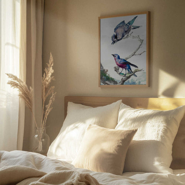 Tablou înramat „Two Birds  a Blue Jay and a Purple Breasted Cotinga” de Aert Schouman