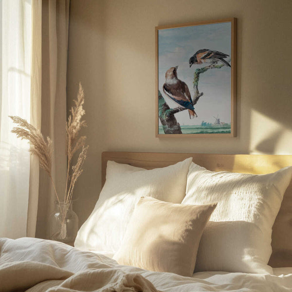 Tablou înramat „Two Birds  Hawfinch” de Aert Schouman