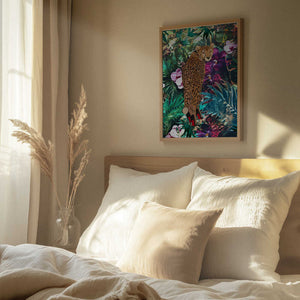 Tablou înramat „Tropical Floral Jungle - Cheetah in heels” de Sarah Manovski