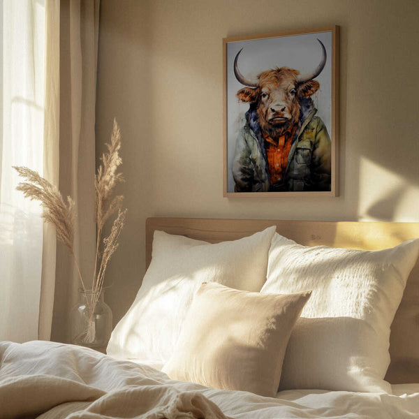 Tablou înramat „Buffalo Watercolor Animal Art (1)” de Justyna Jaszke