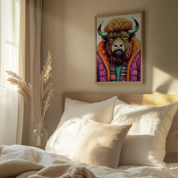 Tablou înramat „Buffalo Watercolor Animal Art (2)” de Justyna Jaszke