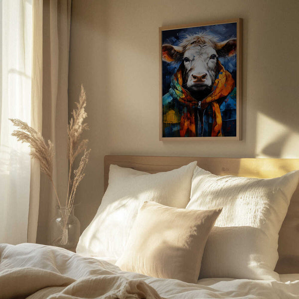 Tablou înramat „Cow Watercolor Animal Art” de Justyna Jaszke