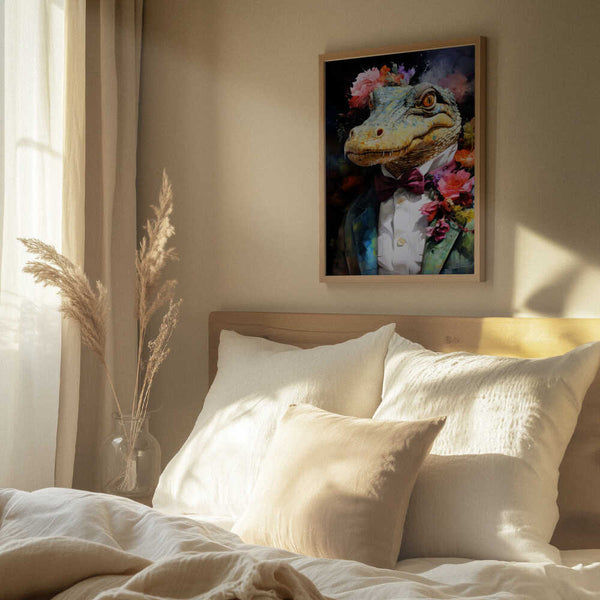 Tablou înramat „Crocodile Watercolor Animal Art” de Justyna Jaszke