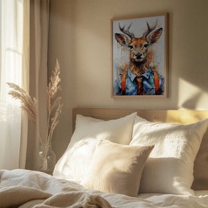 Tablou înramat „Deer Watercolor Animal Art (1)” de Justyna Jaszke