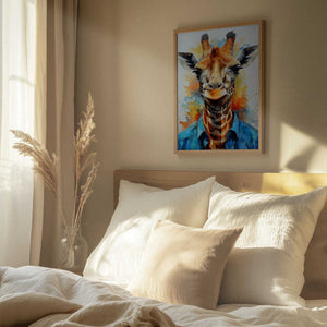 Tablou înramat „Giraffe Watercolor Animal Art (1)” de Justyna Jaszke