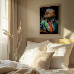 Tablou înramat „Chameleon Watercolor Animal Art” de Justyna Jaszke