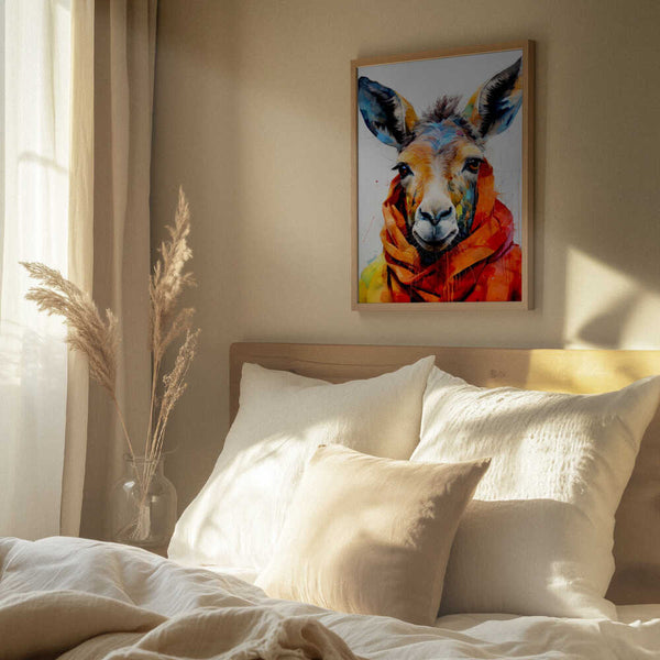 Tablou înramat „Donkey Watercolor Animal Art” de Justyna Jaszke