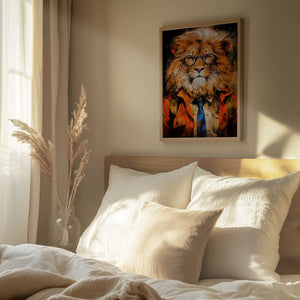 Tablou înramat „Lion Watercolor Animal Art” de Justyna Jaszke