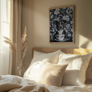 Tablou înramat „The Latte Loving Staffy” de SHANDU