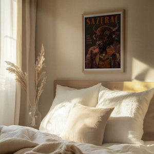 Tablou înramat „Buffalo Drinking Sazerac Cocktail. Alcohol &amp; Liquor Bar Art” de The Whiskey Ginger