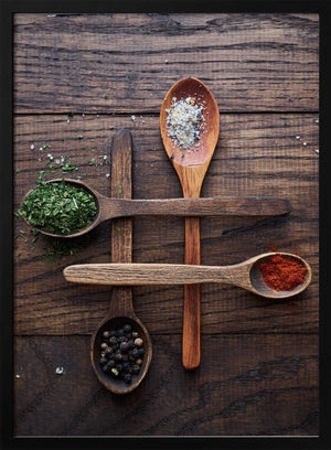 Tablou înramat „Wooden Spoons With Colorful Spices” de Karina Aleksandrova