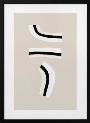 Tablou înramat „Minimalist Black and White Curved Lines” de uplusmestudio