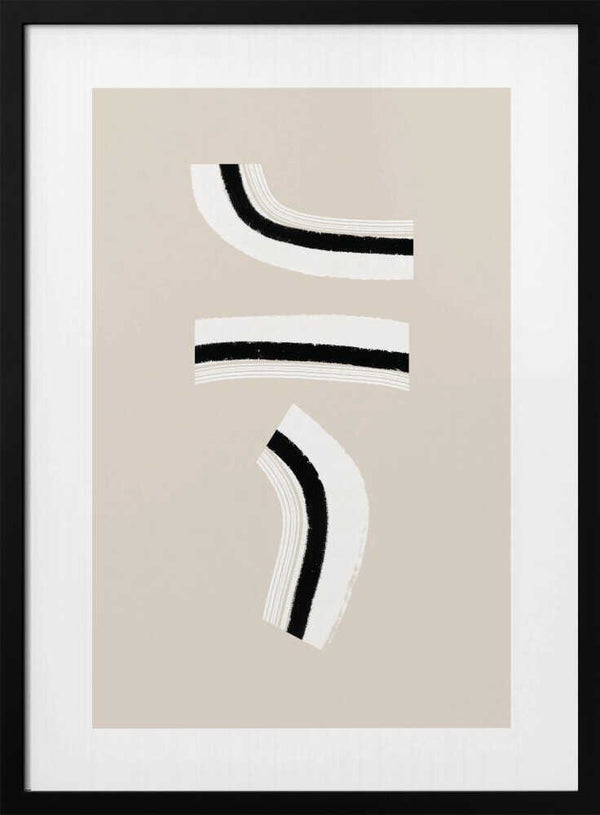 Tablou înramat „Minimalist Black and White Curved Lines” de uplusmestudio