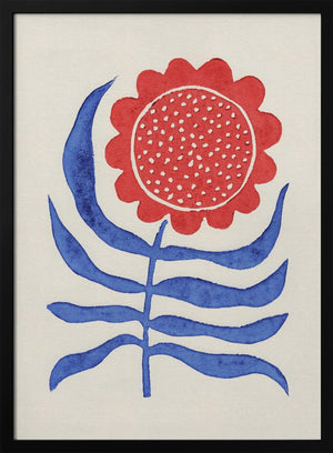 Tablou înramat „Red Flower / Lino Print” de Alisa Galitsyna