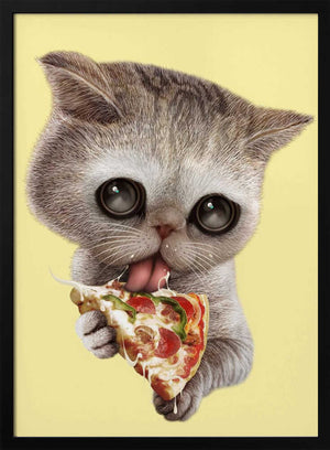 Tablou înramat „cat loves pizza” de Adam Lawless