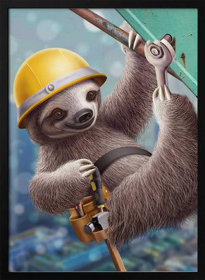 Tablou înramat „SLOTH CONSTRUCTION WORKER” de Adam Lawless