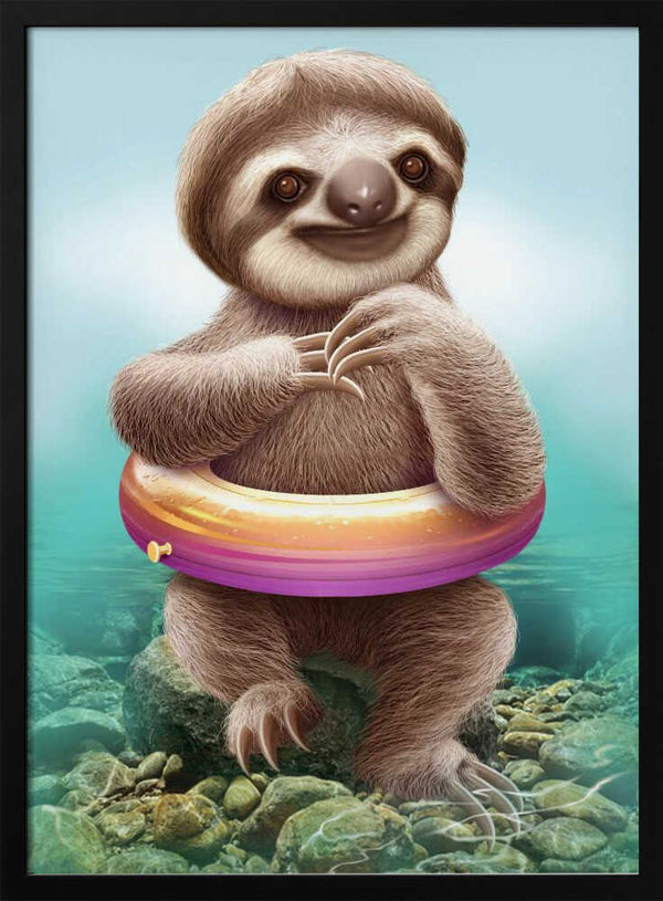 Tablou înramat „YOUNG SLOTH WITH BUOY” de Adam Lawless