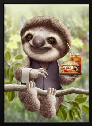 Tablou înramat „SLOTH ONTREE DELIVERY” de Adam Lawless