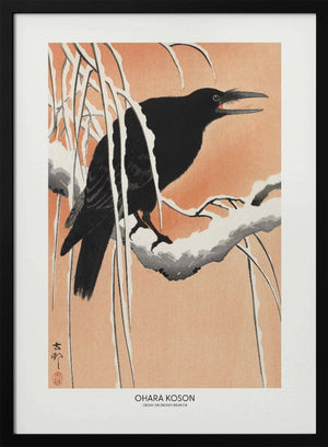 Tablou înramat „Crow On Snowy Branch” de Ohara Koson