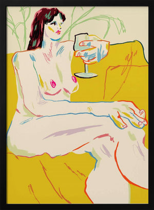 Tablou înramat „Girl With A Wineglass” de Francesco Gulina