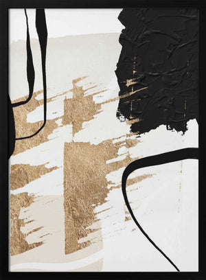 Tablou înramat „Abstract Black and Gold-6” de Sally Ann Moss
