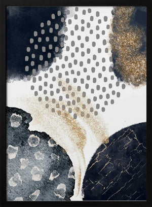 Tablou înramat „Abstract Black and Gold-3” de Sally Ann Moss