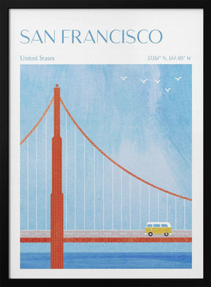 Tablou înramat „San Francisco, Golden Gate Bridge” de longwayhome