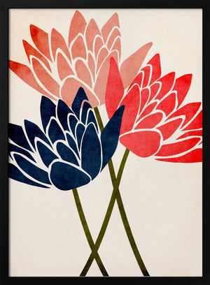Tablou înramat „Three Dancing Blossoms” de Kubistika