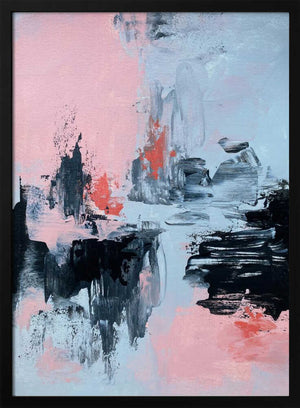 Tablou înramat „Pink and Grey Abstract 2” de Alyson Storms