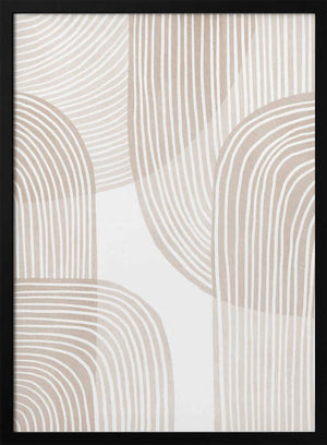 Tablou înramat „Abstract Beige Line Art” de Melloi Art Prints