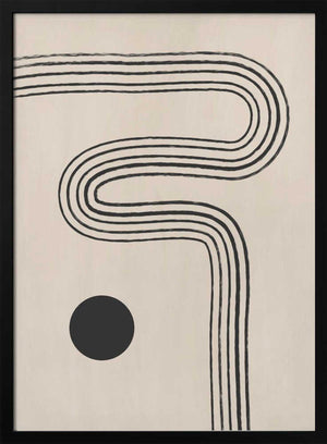 Tablou înramat „Black Curved Lines and a Circle” de Elena Ristova