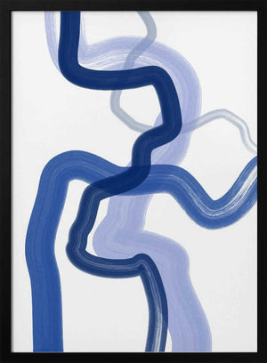 Tablou înramat „Fluid Blue Brushstrokes” de Elena Ristova