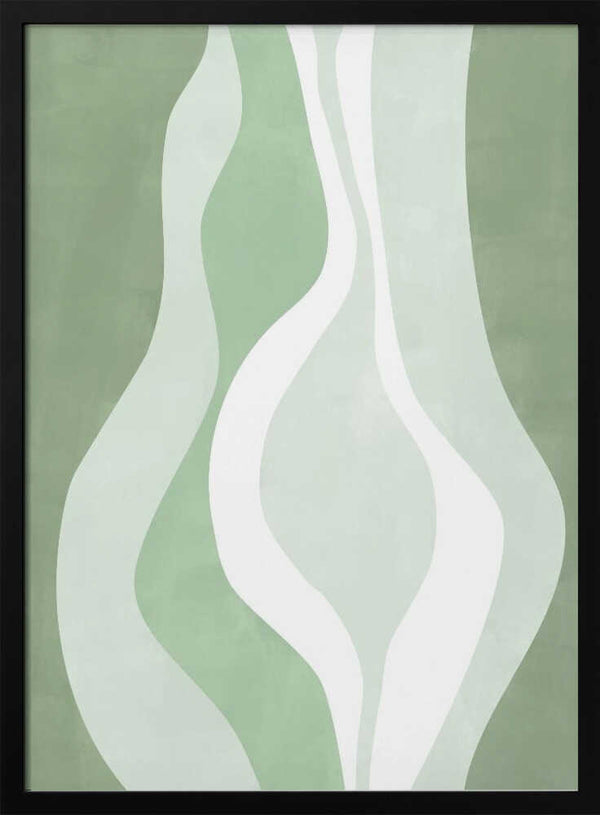 Tablou înramat „Organic Shapes In Soft Green And White Hues” de Elena Ristova