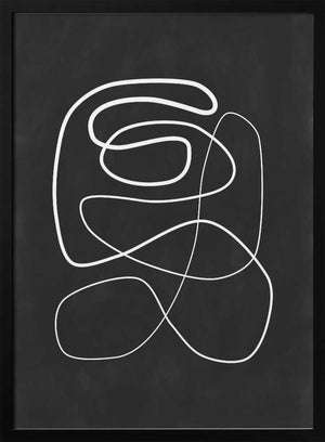 Tablou înramat „Fluid White Lines On A Dark Background” de Elena Ristova