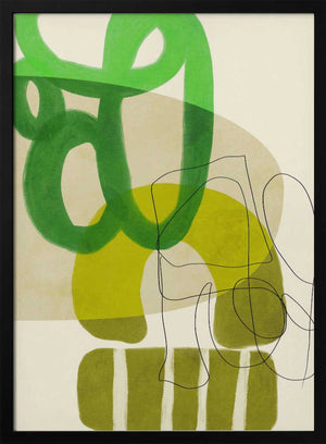 Tablou înramat „Painted Lines Green Tan 2 Kopie” de Ana Rut Bre
