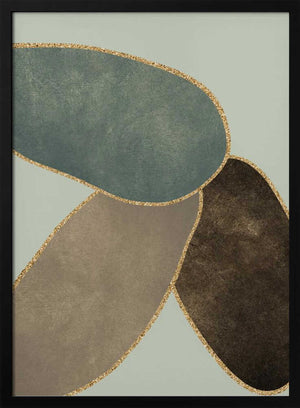 Tablou înramat „Abstract Circles With Gold 3” de Bilge Paksoylu