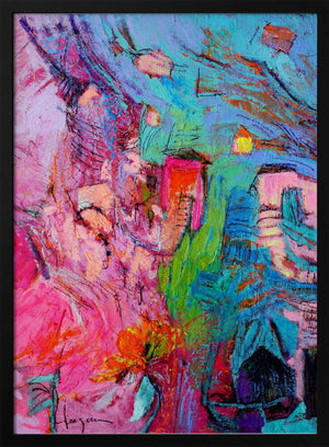 Tablou înramat „My Pink Cottage in the Garden” de Dorothy Fagan