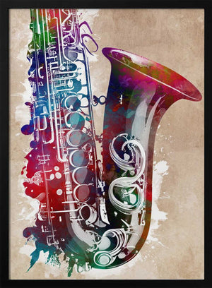 Tablou înramat „Saxophone music art” de Justyna Jaszke
