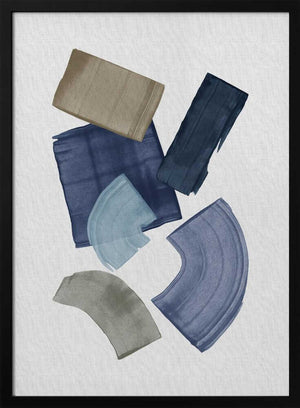 Tablou înramat „Blue & Brown Paint Blocks” de Orara Studio