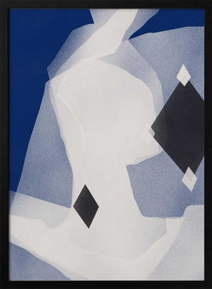 Tablou înramat „Blue Black and White Abstract” de Little Dean