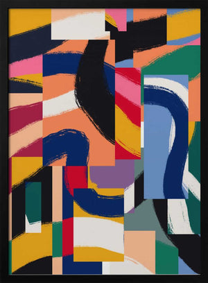 Tablou înramat „Shapes with Dynamic Brushstrokes” de Little Dean