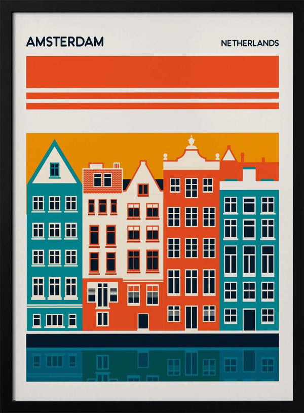 Tablou înramat „Amsterdam Travel Poster” de Retrodrome