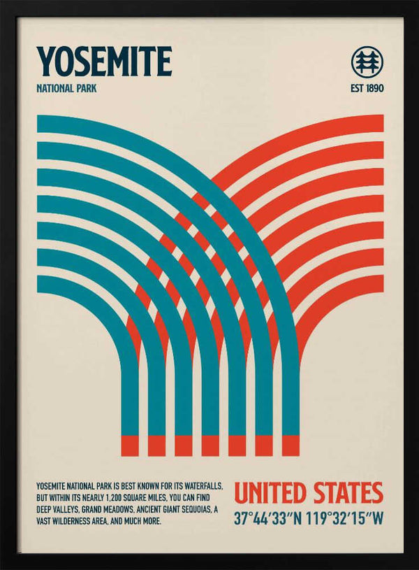 Tablou înramat „Yosemite National Park Travel Poster” de Retrodrome