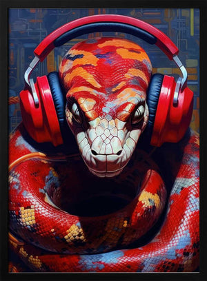 Tablou înramat „Snake With Headphones animal” de Justyna Jaszke