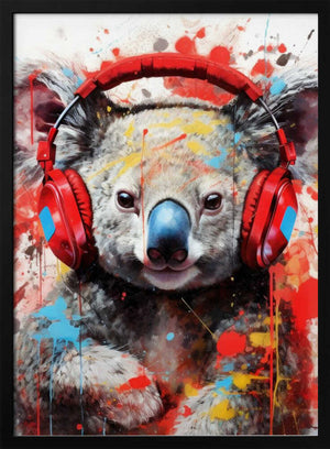 Tablou înramat „Koala With Headphones animal” de Justyna Jaszke
