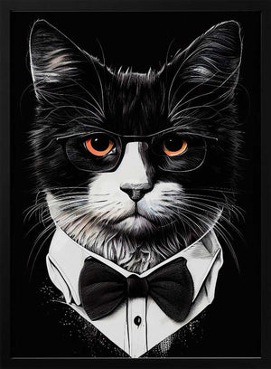 Tablou înramat „Hipster cat animal art” de Justyna Jaszke