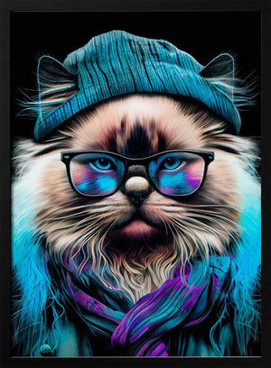 Tablou înramat „Hipster cat animal art” de Justyna Jaszke